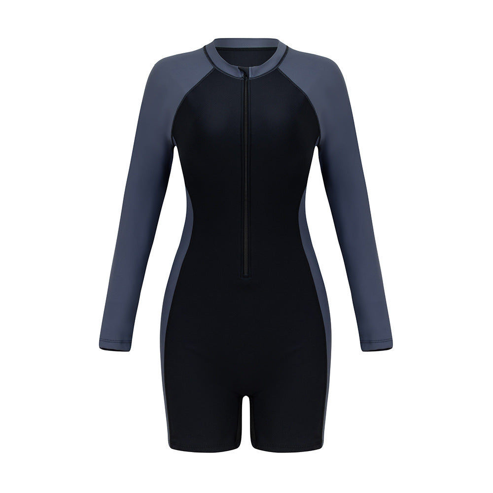 Damen Sportlicher Langarm-Schwimmanzug mit Reißverschluss Drune 1781081924