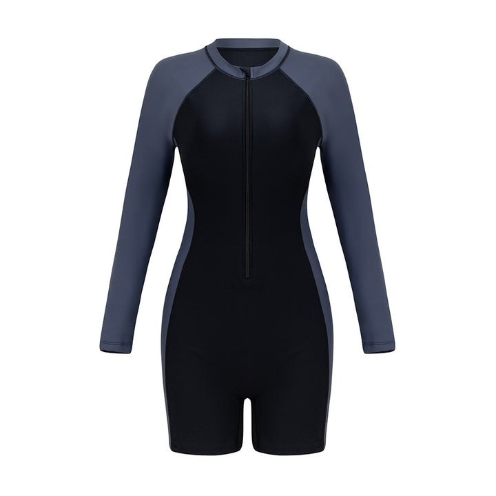 Damen Sportlicher Langarm-Schwimmanzug mit Reißverschluss Drune 1781081924