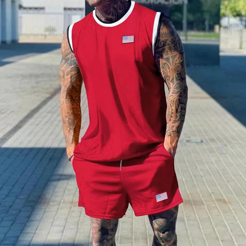 Drune | Set von lässigen Sportshorts und Kurzarmshirts für Herren