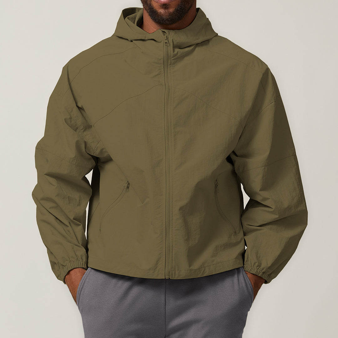 Herren Leichte Windjacke mit regulierbarem Kragen und seitlichen Reißverschlusstaschen Drune