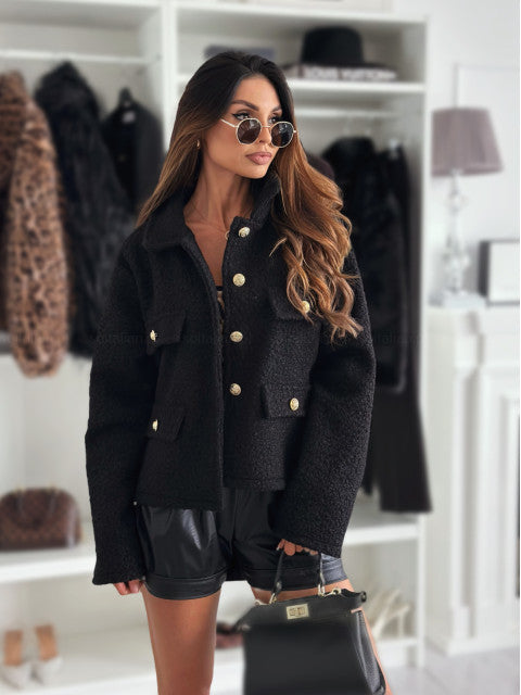 Damen Teddyjacke mit praktischen Taschen und eleganten Knopfdetails Drune