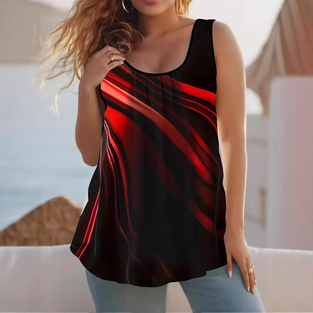 Damen Elegantes ärmelloses Oberteil mit modernem Wellendesign Drune