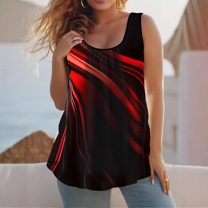 Damen Elegantes ärmelloses Oberteil mit modernem Wellendesign Drune