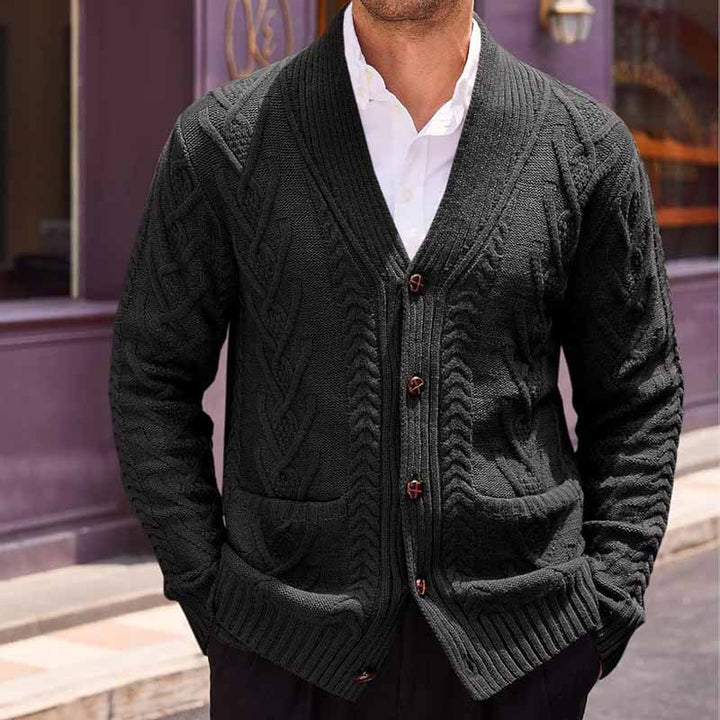 Herren Strickjacke mit großer Blende und Taschen Drune