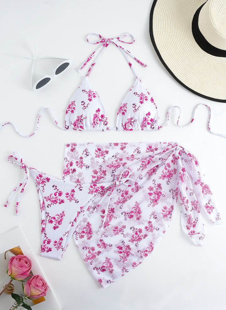Damen Triangel-Bikini-Set mit elegantem Wickelrock Drune