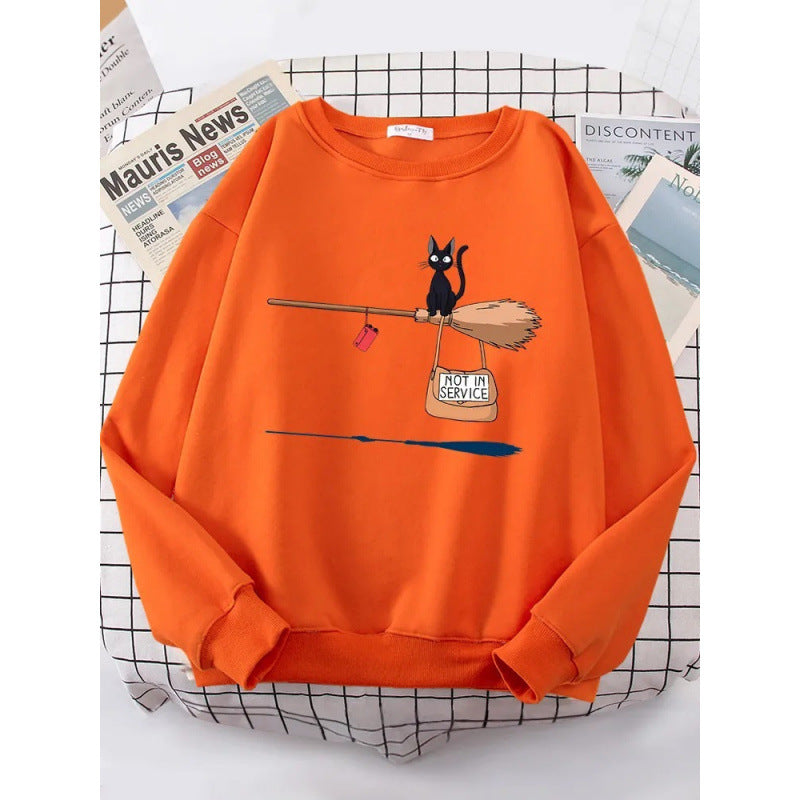 Damen Sweatshirt mit kreativem Katzenmotiv Drune