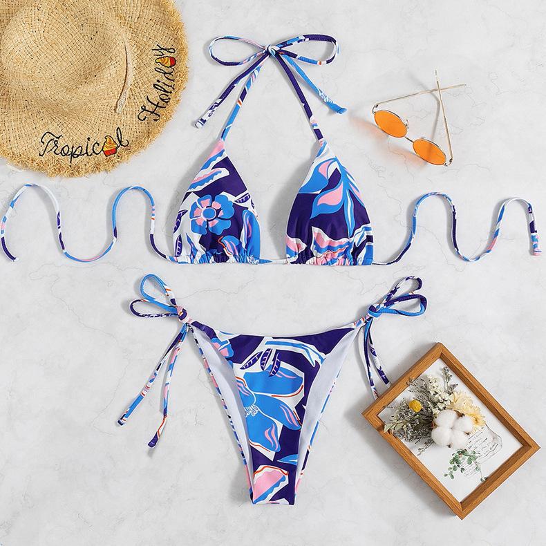Damen Triangel-Bikini mit traumhaftem Blumendesign und raffinierten Schnürdetails Drune