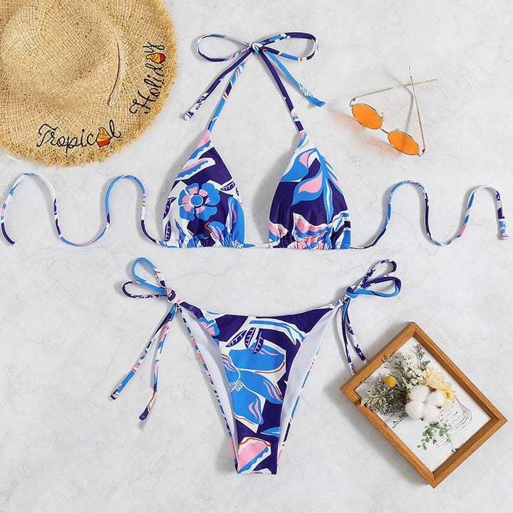 Damen Triangel-Bikini mit traumhaftem Blumendesign und raffinierten Schnürdetails Drune