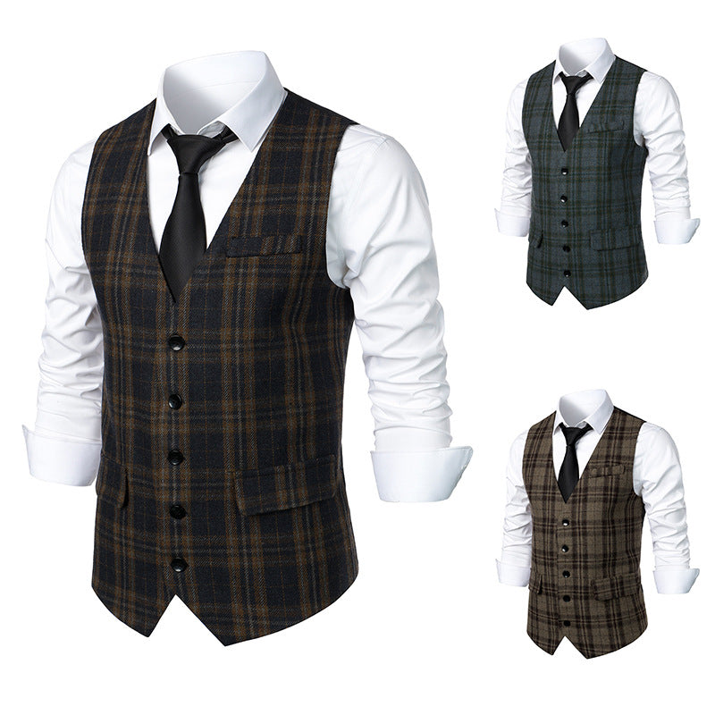 Herren klassische Karoveste mit elegante Schnitt und praktischen Taschen Drune