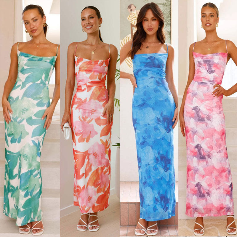 Damen Etuikleid mit floralem Print und schulterfreiem Design Drune