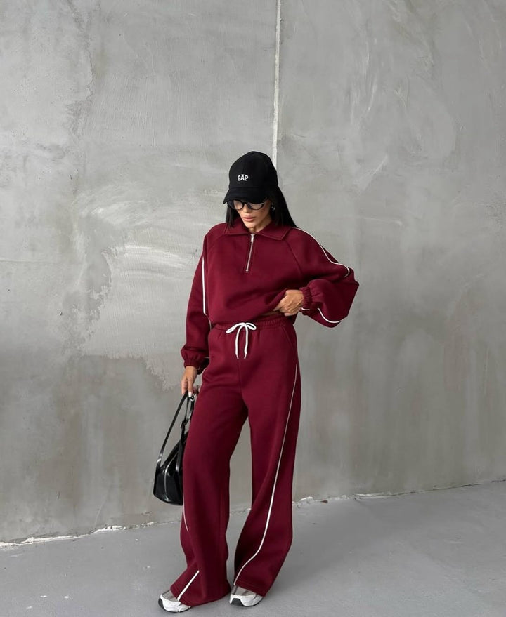 Damen Sportanzug mit hohem Kragen und weitem Schnitt Drune