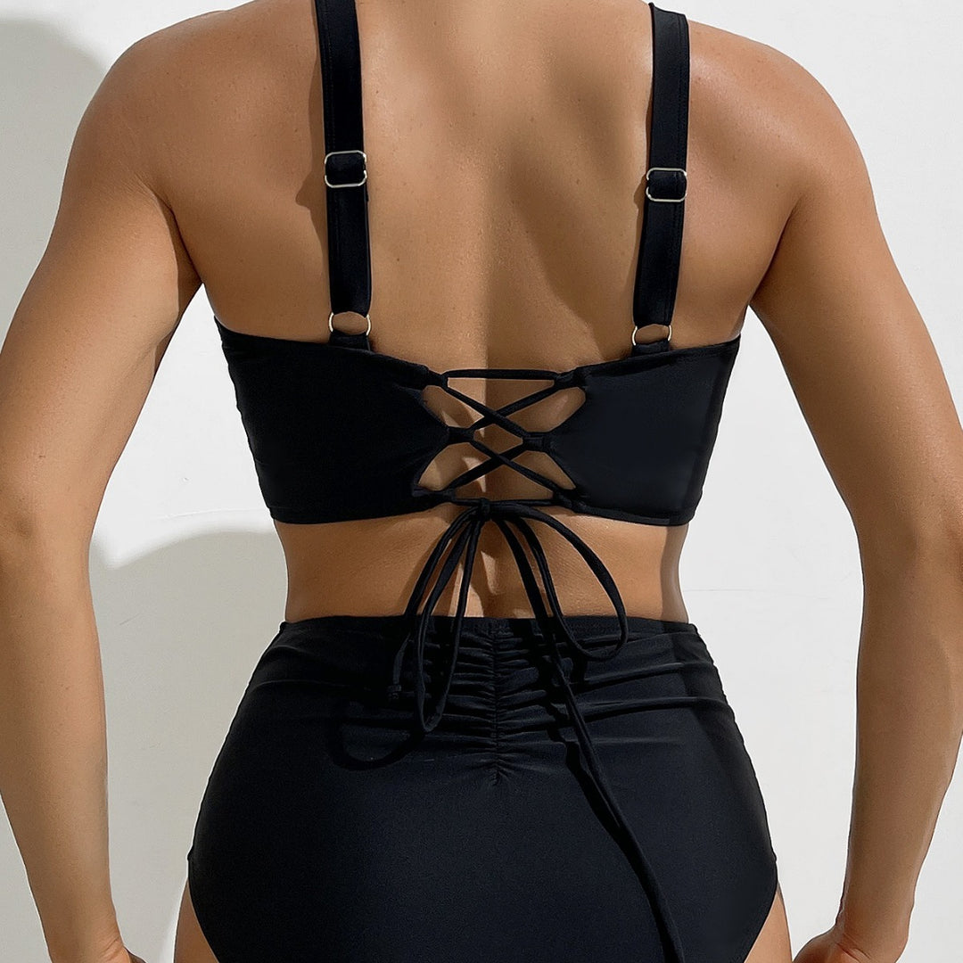 Damen Hochtaillierter Bade-Bikini Drune