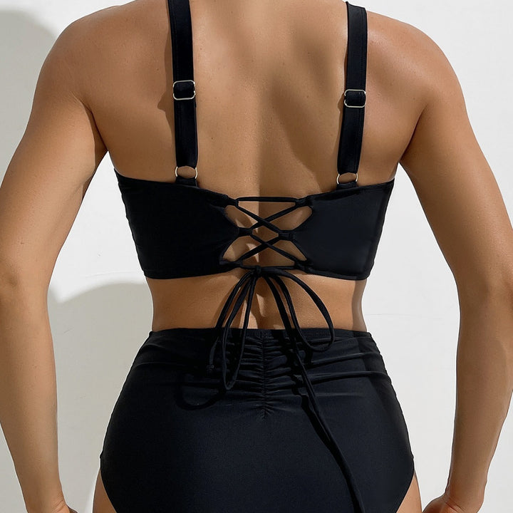 Damen Hochtaillierter Bade-Bikini Drune