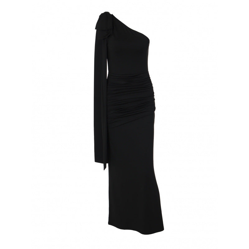 Damen Elegantes Wickelkleid mit asymmetrischem Ausschnitt und Schulterdetails Drune