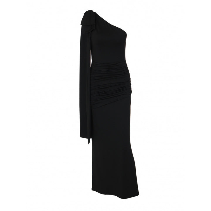 Damen Elegantes Wickelkleid mit asymmetrischem Ausschnitt und Schulterdetails Drune