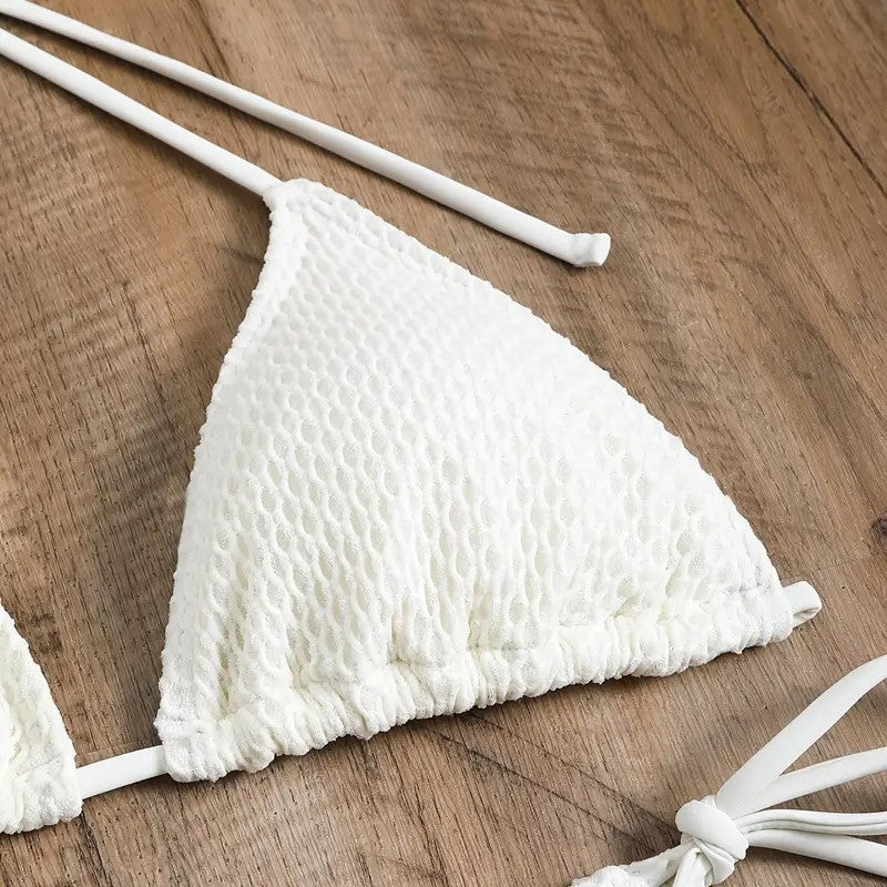 Damen Mesh-Badeanzug mit gebundenem Oberteil und hohem Bund Drune