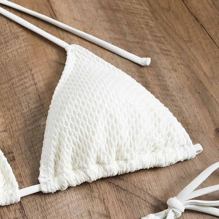 Damen Mesh-Badeanzug mit gebundenem Oberteil und hohem Bund Drune