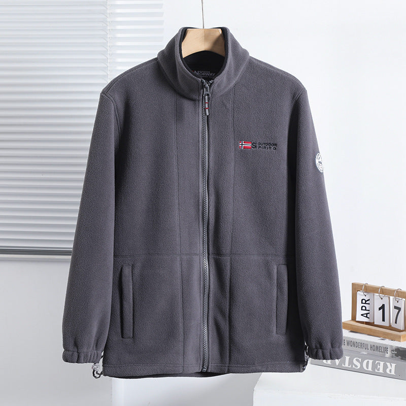 Herren nan Fleecejacke mit Stehkragen, durchgehendem Reißverschluss, zwei Eingrifftaschen und elastischen Bündchen Drune