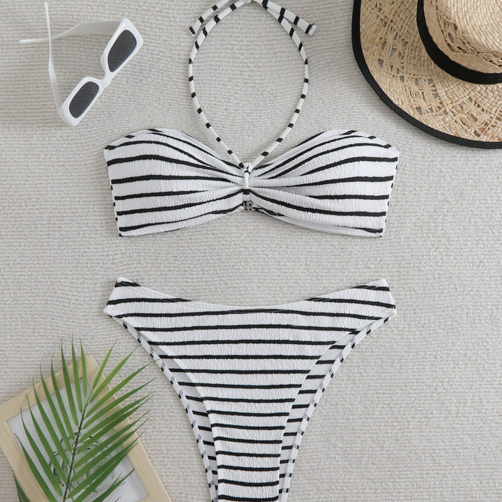 Damen Bandeau-Bikini mit schickem Streifen-Design Drune