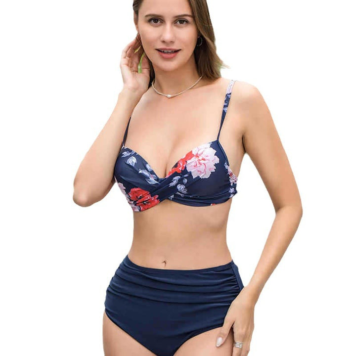 Damen Bikini-Set mit elegantem Twist-Top und hohem Bund Drune