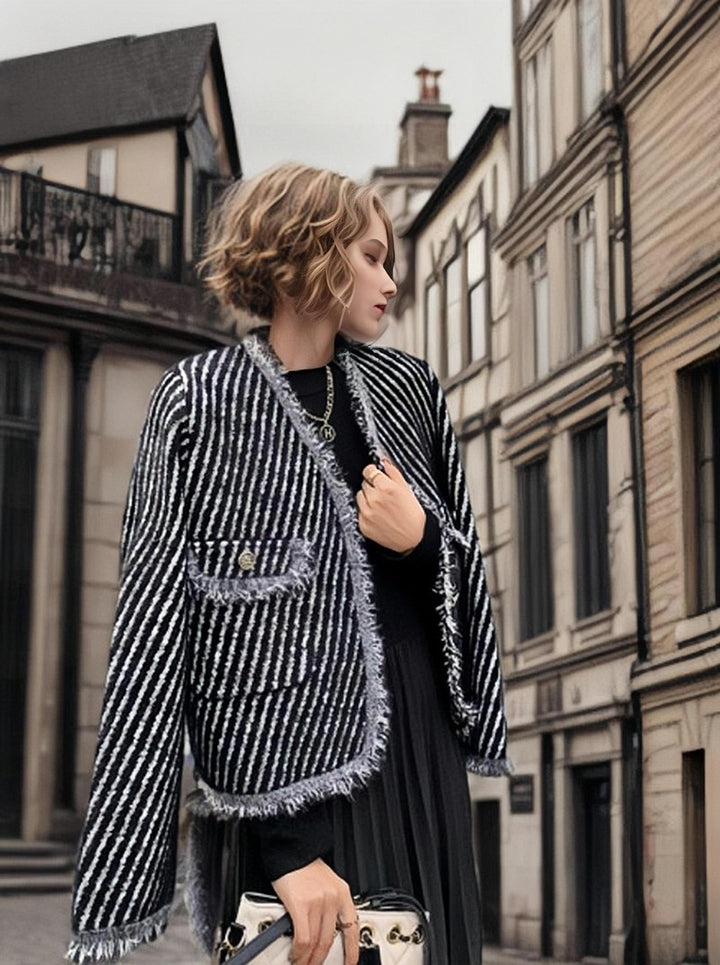 Damen gestrickte Jacke mit elegantem Revers und kuscheligem Material Drune