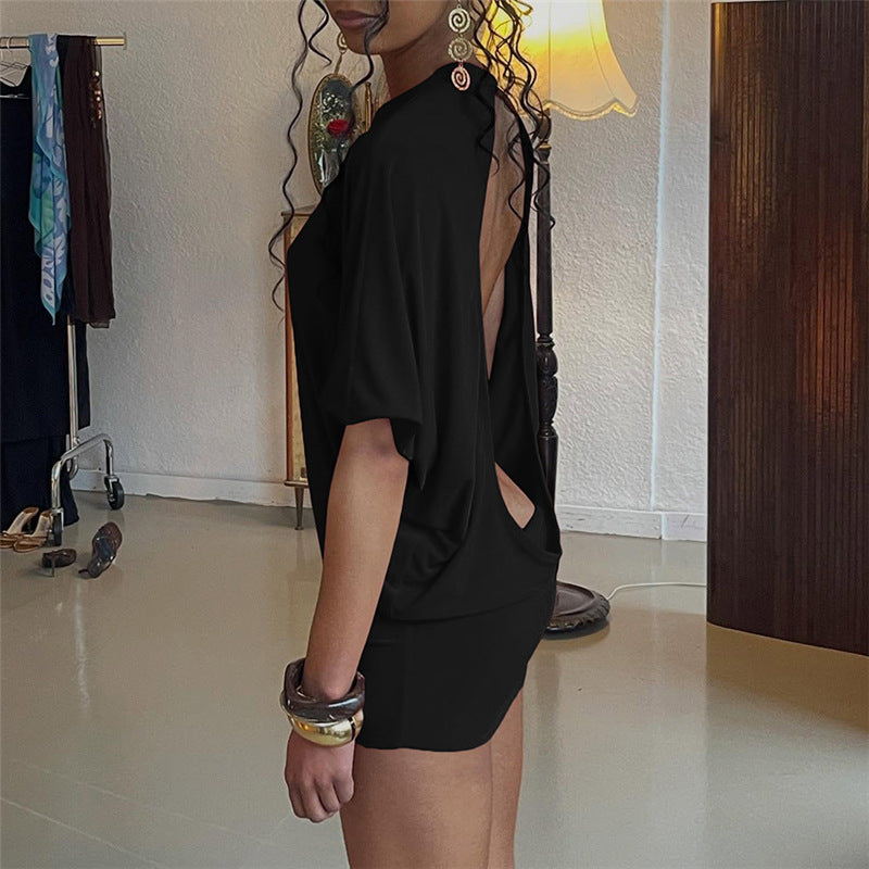 Damen figurbetontes Kurzarmshirt mit raffiniertem Schnitt und elastischem Material Drune