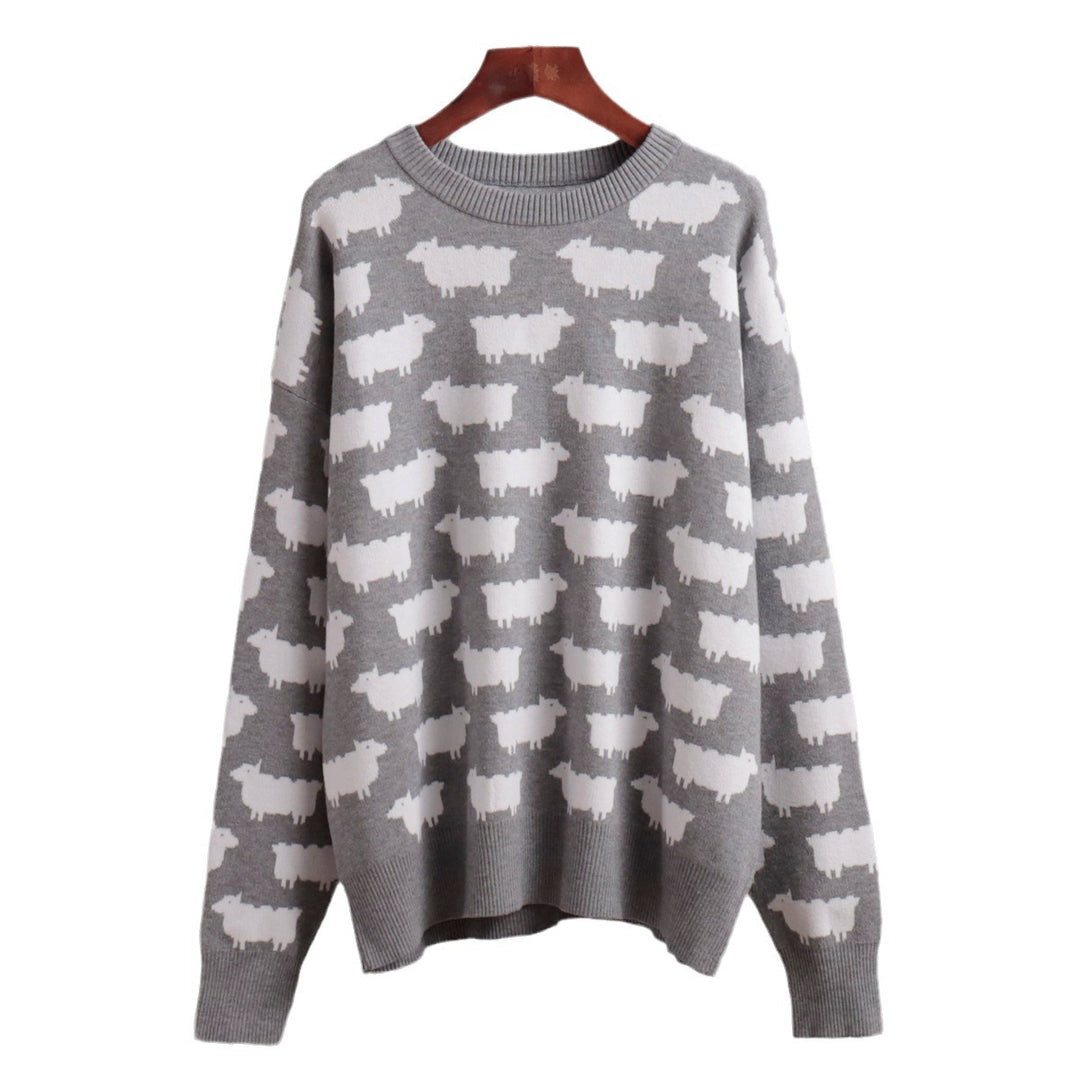 Damen Gemütlicher Pullover mit kreativem Schafe-Muster Drune