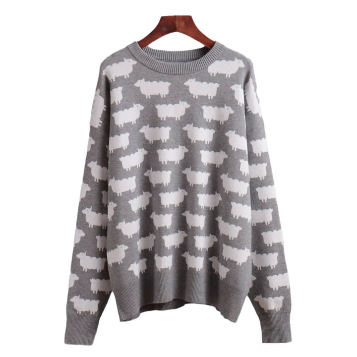 Damen Gemütlicher Pullover mit kreativem Schafe-Muster Drune