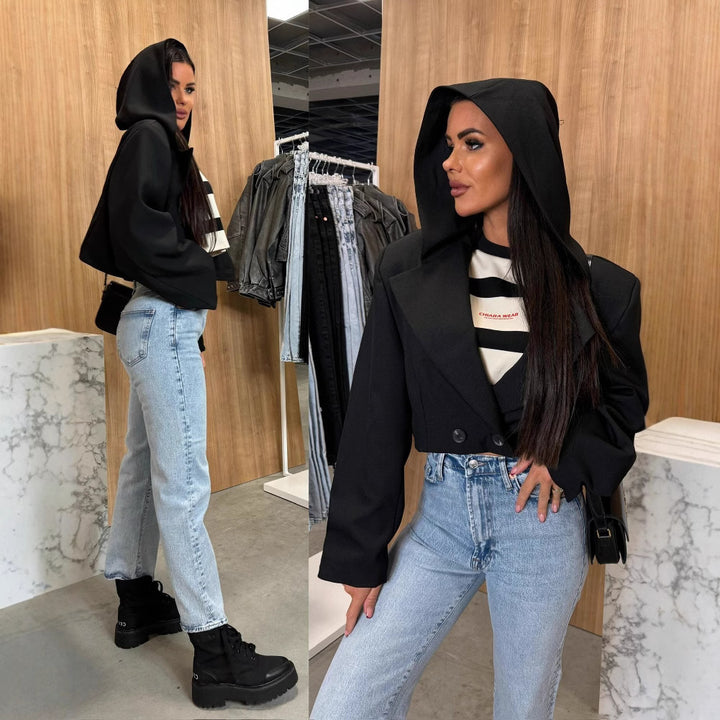 Damen Kurze Blazerjacke mit oversized Schnitt und elegante Knopfdetails Drune