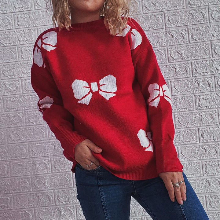 Damen Festlicher Pullover mit fröhlichem Glockenmotiv und lässigem Schnitt Drune