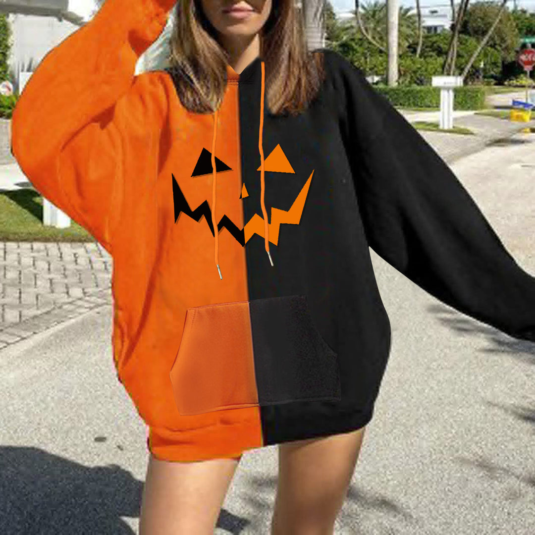 Damen Kapuzenpullover mit fröhlichem Halloween-Motiv Drune