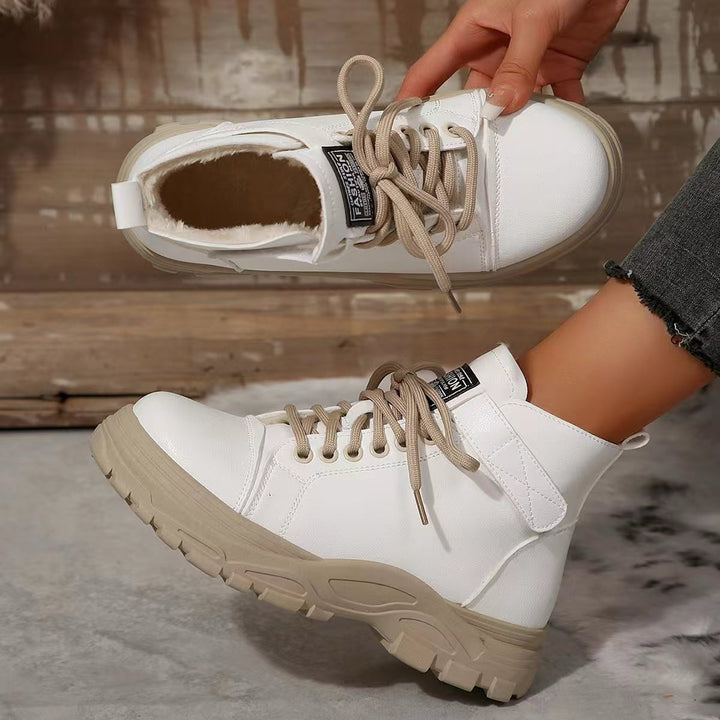 Damen nan modische Plateau-Hightop-Sneaker mit Klettriemen, gepolstertem Komfortfußbett und profiliertem Traktorabsatz Drune