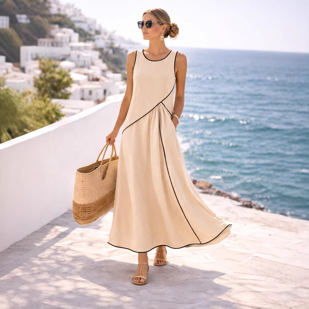 Damen Maxikleid mit fließendem Schnitt und asymmetrischem Design Drune
