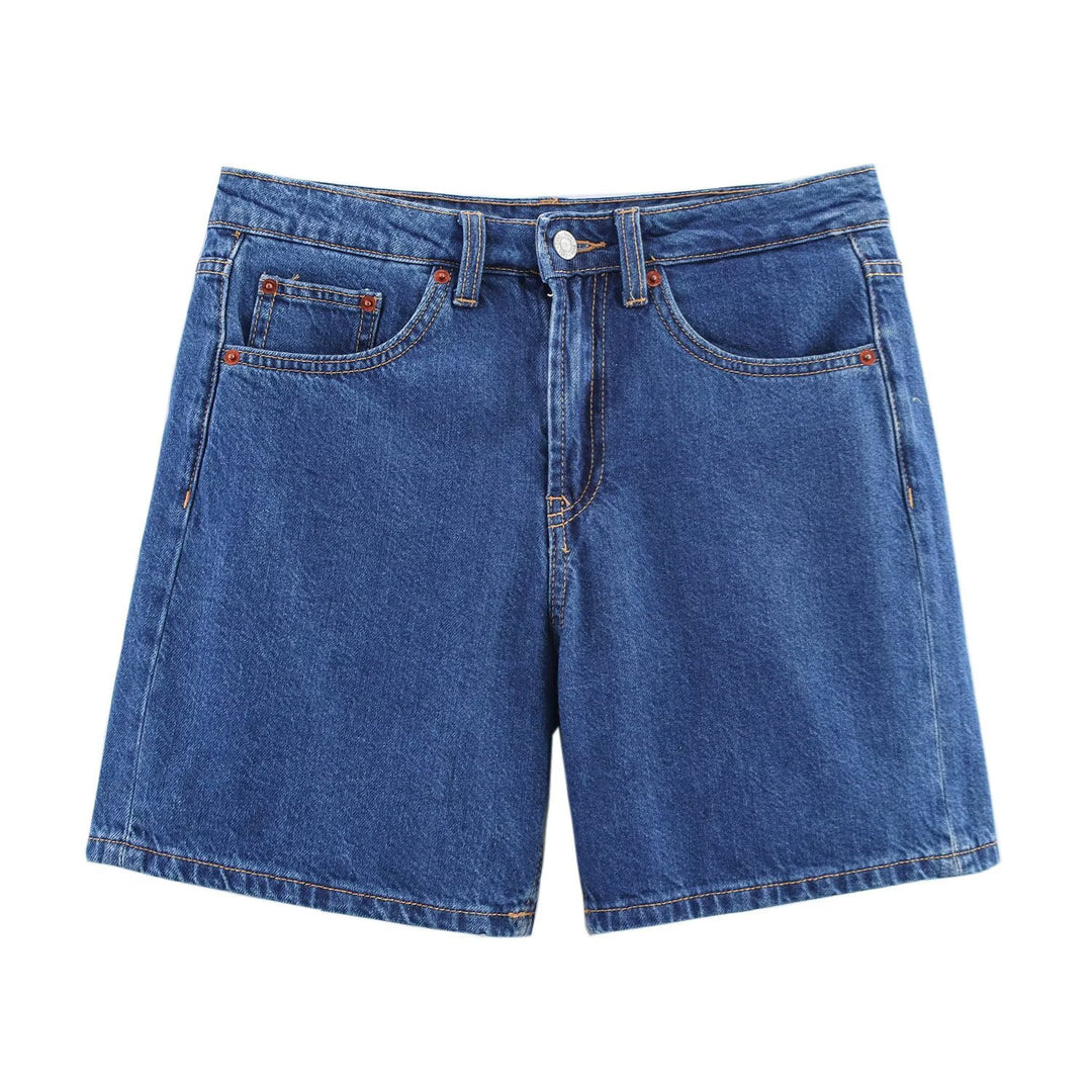 Damen Denim-Shorts im lässigen Schnitt mit hoher Taille und praktischen Taschen Drune