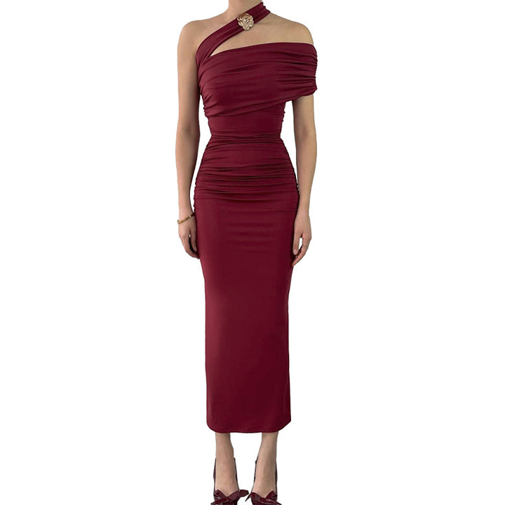 Damen Elegantes Wickelabendkleid mit asymmetrischem Schnitt und figurformendem Design Drune