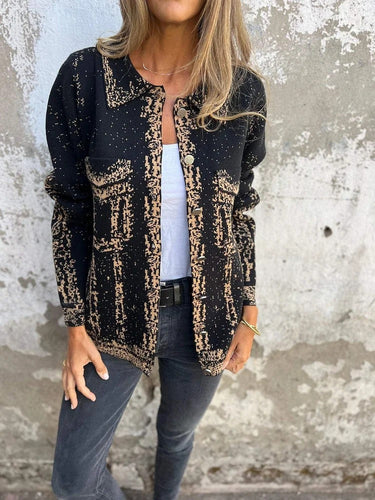 Drune | Bedruckte Metallknopf Gestrickte Reversjacke