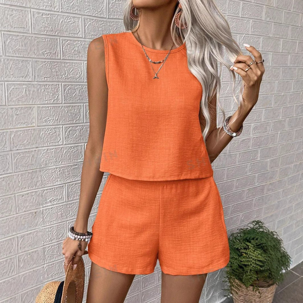 Damen lässiges Set mit cropped Oberteil und Shorts Drune