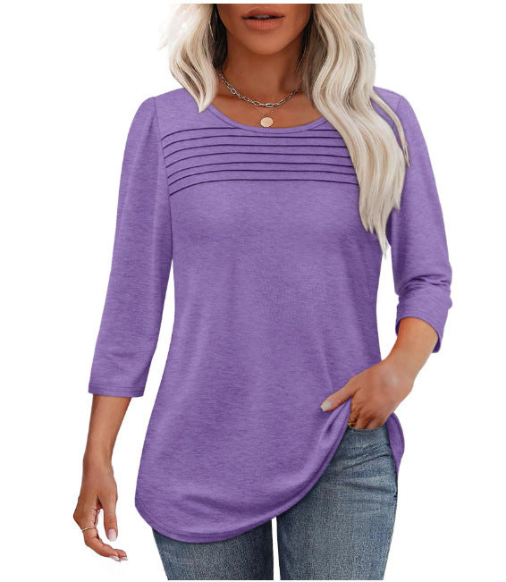 Damen Langarmshirt mit Plissee-Details Drune