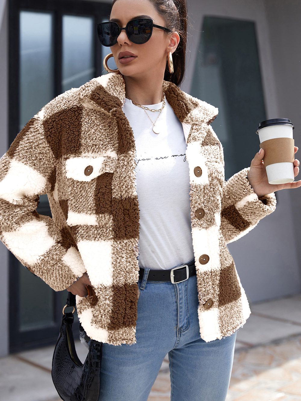 Drune | Button-Down Shacket - Gemütliche Außenschicht - Fleece-Mischung - Legere Herbst- und Winterbekleidung