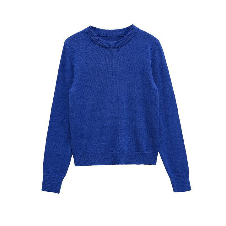 Damen gemütlicher Rundhals-Pullover aus hochwertiger Baumwolle Drune