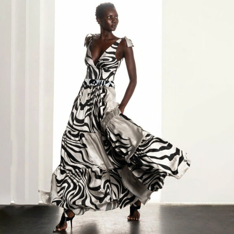 Damen Einteiler Badeanzug mit stilvollem Zebra-Design Drune