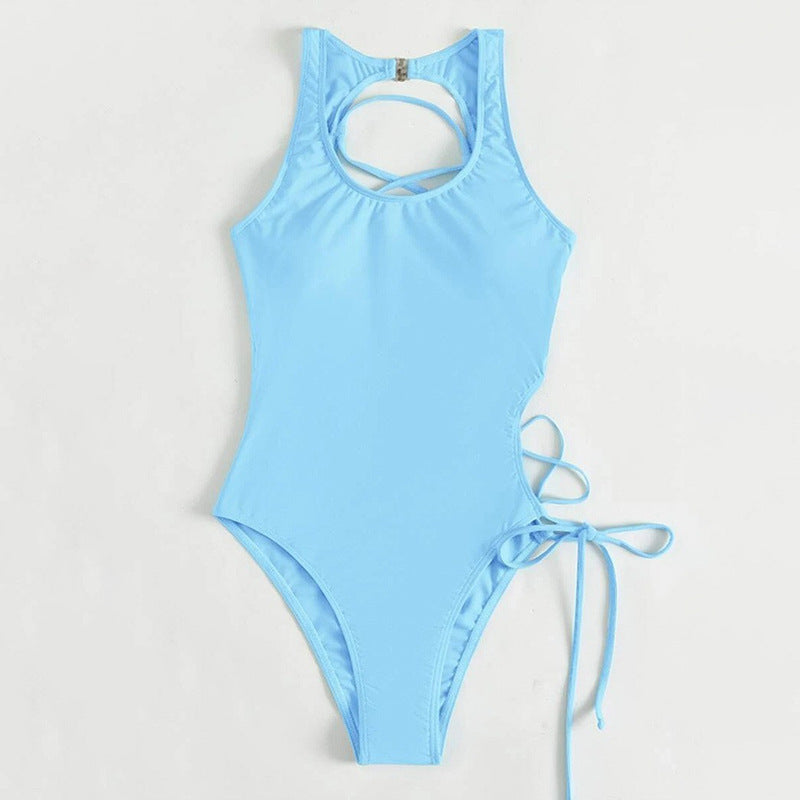 Damen Einteiler Badeanzug mit modernen Cut-Outs und seitlichen Schnürdetails Drune