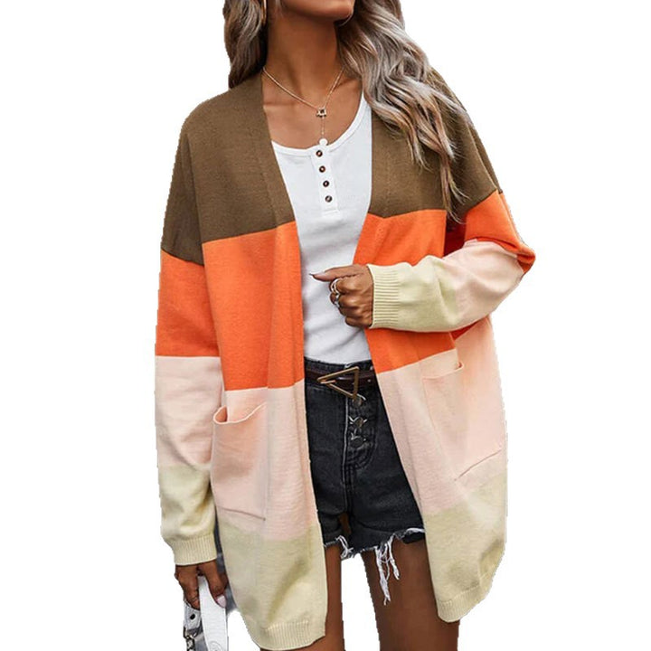 Damen Cardigan mit Farbblock-Design und Taschen Drune