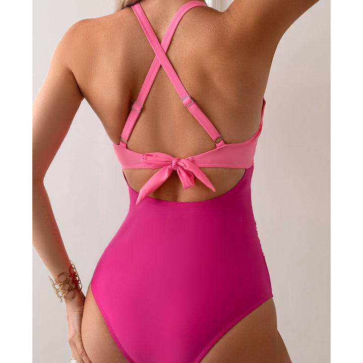 Damen Hochgeschnittener Cut-Out Badeanzug mit Kreuzträgern und figurformendem Design Drune