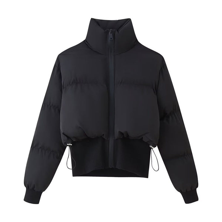 Damen modische cropped Steppjacke mit hohem Kragen und verstellbarem Saum Drune