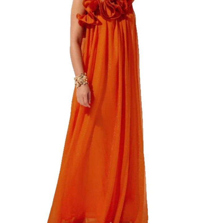 Damen Maxikleid mit asymmetrischem Rüschendesign und elegantem Schnitt Drune