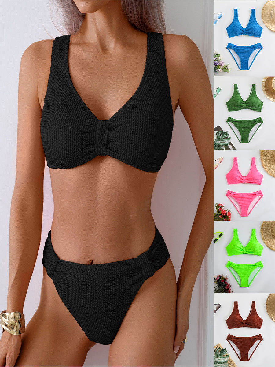 Damen Bikini mit strukturiertem Oberteil und hoher Taille Drune