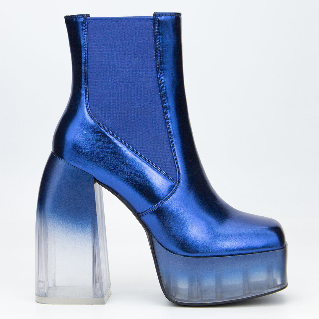 Damen Chunky Plattform Ankle Boots mit transparentem Blockabsatz Drune