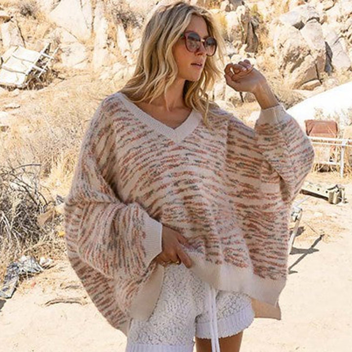 Damen gemütlicher pullover mit V-Ausschnitt Drune