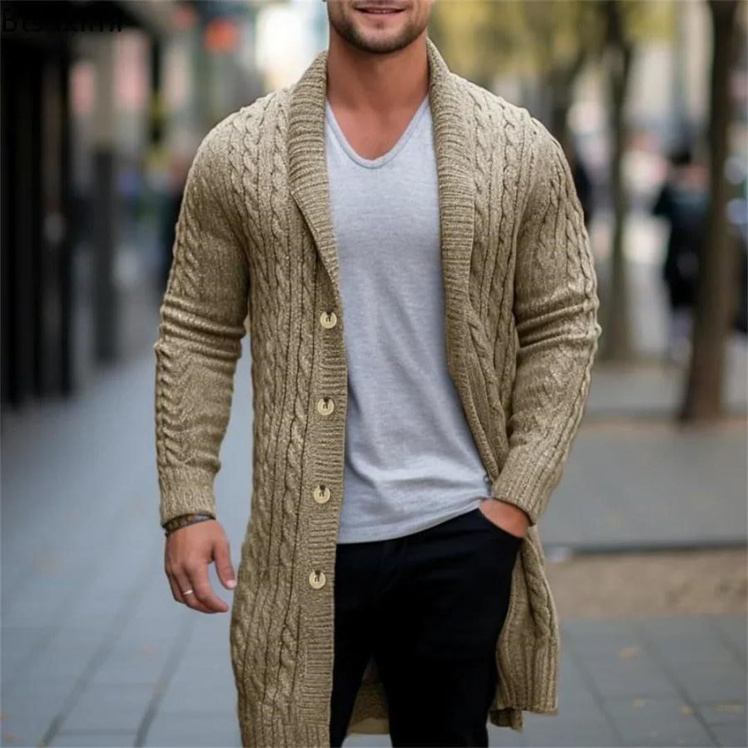 Herren Strickjacke mit offenem Design und Knopfdetails Drune